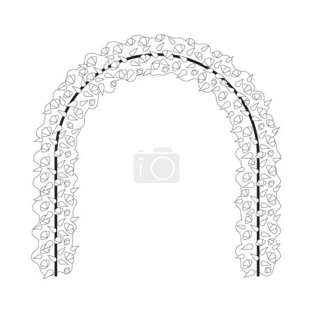 Illustration for Flowers arch monochrome flat vector object. Wedding altar decor. Arched branch. Circle frame. Editable black and white thin line icon. Simple cartoon clip art spot illustration for web graphic design - Royalty Free Image