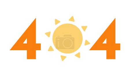Illustration for Summer sun error 404 flash message. Sunshine heat. Weather forecast. Sonne hitze. Empty state ui design. Page not found popup cartoon image. Vector flat illustration concept on white background - Royalty Free Image