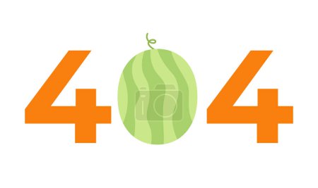 Illustration for Watermelon fruit error 404 flash message. Sweet summer berry. Ripe tropical snack. Empty state ui design. Page not found popup cartoon image. Vector flat illustration concept on white background - Royalty Free Image
