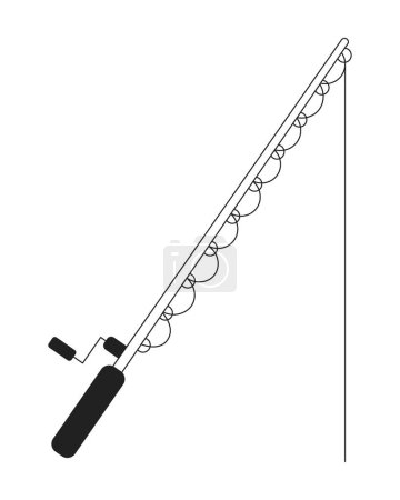 Illustration for Fishing rod monochrome flat vector object. Recreational sport equipment. Fishing tackle. Editable black and white thin line icon. Simple cartoon clip art spot illustration for web graphic design - Royalty Free Image