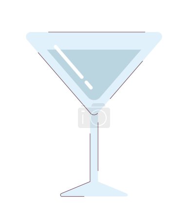 Téléchargez les illustrations : Martini verre semi plat couleur vecteur objet. Cocktail verre transparent. Boisson alcoolisée. Bar restaurant. Icône de clip art de dessin animé modifiable sur fond blanc. Illustration spot simple pour la conception graphique web - en licence libre de droit