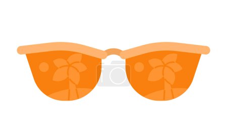Illustration for Vintage tree palm sunglasses for summer semi flat colour vector object. Beach accessories. Editable cartoon clip art icon on white background. Simple spot illustration for web graphic design - Royalty Free Image