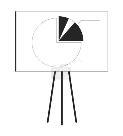 Ilustración de Caballete de pie para el tablero de visualización con gráfico circular plana monocromo objeto vectorial aislado. Análisis de datos. Dibujo de arte en blanco y negro editable. Ilustración simple del punto del esquema para el diseño gráfico web - Imagen libre de derechos