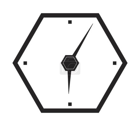 Ilustración de Forma hexágono reloj de pared plana monocromo objeto vectorial aislado. Reloj de diseño de panal. Dibujo de arte en blanco y negro editable. Ilustración simple del punto del esquema para el diseño gráfico web - Imagen libre de derechos