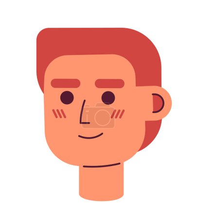 Ilustración de Niño caucásico con pelo rojo semi plana cabeza de personaje vector. Hombre con emociones faciales interesadas. Icono de avatar de dibujos animados editables. Ilustración colorida del punto para el diseño gráfico web, animación - Imagen libre de derechos