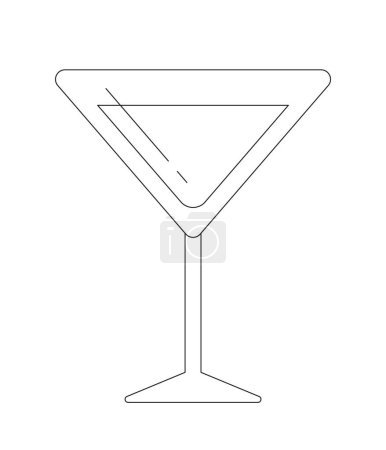 Téléchargez les illustrations : Martini verre monochrome plat vecteur objet. Cocktail verre transparent. Bar à boissons alcoolisées. Icône de ligne mince noire et blanche modifiable. Illustration simple de point de clip de dessin animé pour la conception graphique Web - en licence libre de droit
