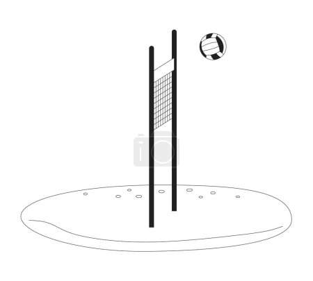 Illustration for Sand volleyball monochrome flat vector object. Summertime recreational activity outdoors. Editable black and white thin line icon. Simple cartoon clip art spot illustration for web graphic design - Royalty Free Image