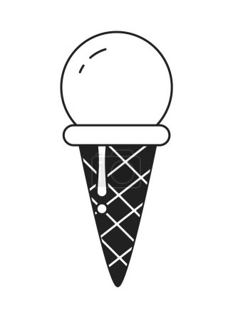 Téléchargez les illustrations : Frozen délicieux cône de crème glacée monochrome plat vecteur objet. Un cône de sorbet. Gelée au service doux. Icône de ligne mince noire et blanche modifiable. Illustration simple de point de clip de dessin animé pour la conception graphique Web - en licence libre de droit