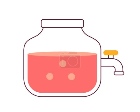 Illustration for Fruit punch glass mason jar with faucet semi flat colour vector object. Jar with party refreshment. Editable cartoon clip art icon on white background. Simple spot illustration for web graphic design - Royalty Free Image