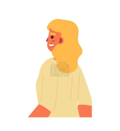 Illustration for Cheerful caucasian woman with bright smile semi flat colorful vector character. Happiness emotion. Editable half body person on white. Simple cartoon spot illustration for web graphic design - Royalty Free Image