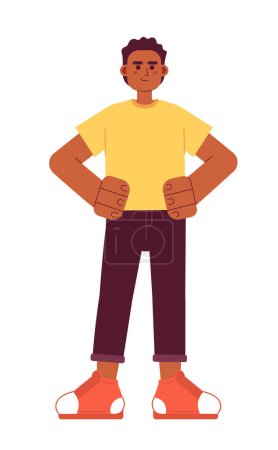 Illustration for Strong afroamerican man semi flat colorful vector character. Editable full body of optimistic entrepreneur on white. Simple cartoon spot illustration for web graphic design - Royalty Free Image