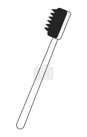 Illustration for Plastic toothbrush for cleaning teeth flat monochrome isolated vector object. Editable black and white line art drawing. Simple outline spot illustration for web graphic design - Royalty Free Image