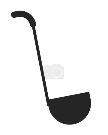 Illustration for Cooking steel ladle flat monochrome isolated vector object. Editable black and white line art drawing. Kitchen appliance. Simple outline spot illustration for web graphic design - Royalty Free Image