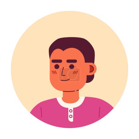 Illustration for Handsome indian man semi flat vector character head. Editable cartoon avatar icon. Short haircut. Face emotion. Colorful spot illustration for web graphic design, animation - Royalty Free Image