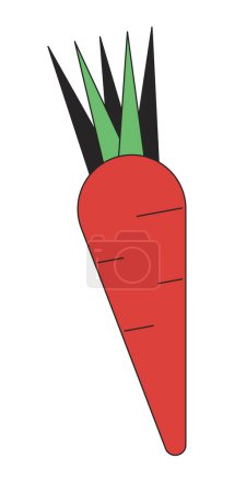 Illustration for Fresh carrot flat line color isolated vector object. Greengrocery vegetables. Editable clip art image on white background. Simple outline cartoon spot illustration for web design - Royalty Free Image