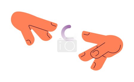 Illustration for Hands reaching together loading spinner vector illustration. Incomplete round loader. Web loader ui ux. Please wait. Graphical user interface. Cartoon flat design on white background - Royalty Free Image