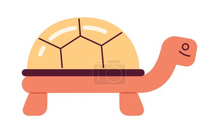 Illustration for Cute old turtle moving slowly semi flat colour vector object. Editable cartoon clip art icon on white background. Simple spot illustration for web graphic design - Royalty Free Image