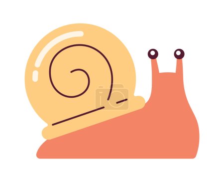 Illustration for Snail with big golden spiral shell semi flat colour vector object. Editable cartoon clip art icon on white background. Simple spot illustration for web graphic design - Royalty Free Image