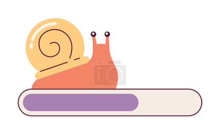 Illustration for Slowly snail with spiral shell loading bar vector illustration. Web loader ui ux. Please wait. Graphical user interface. Cartoon flat design on white background - Royalty Free Image