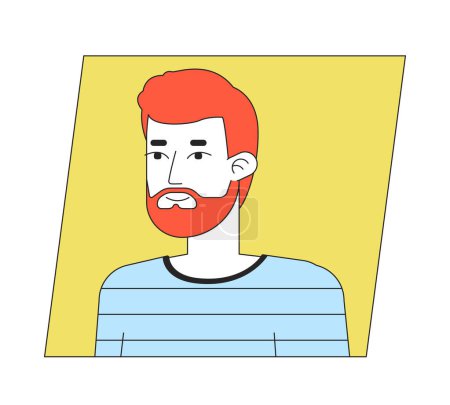 Illustration for Young caucasian red-haired man flat color cartoon avatar icon. Editable 2D user portrait linear illustration. Isolated vector face profile clipart. Userpic, person head and shoulders - Royalty Free Image