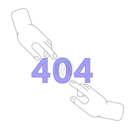 Illustration for Fingers touch error 404 flash message. Human hands reaching towards each other. Empty state ui design. Page not found popup cartoon image. Vector flat illustration concept on white background - Royalty Free Image
