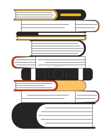 Illustration for Stack of books flat line color isolated vector object. Editable clip art image on white background. Simple outline cartoon spot illustration for web design - Royalty Free Image