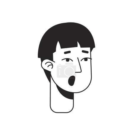 Illustration for Shocked young man monochrome flat linear character head. Teenager with short haircut. Editable outline hand drawn human face icon. 2D cartoon spot vector avatar illustration for animation - Royalty Free Image