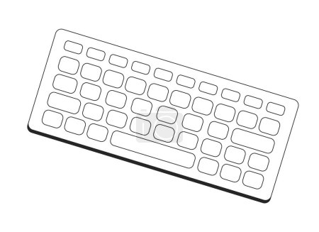 Computertastatur flaches monochrom isoliertes Vektorobjekt. Eingabegerät zum Tippen am Computer. Editierbare Schwarz-Weiß-Zeichnung. Einfache Skizzenabbildung für Webgrafik-Design