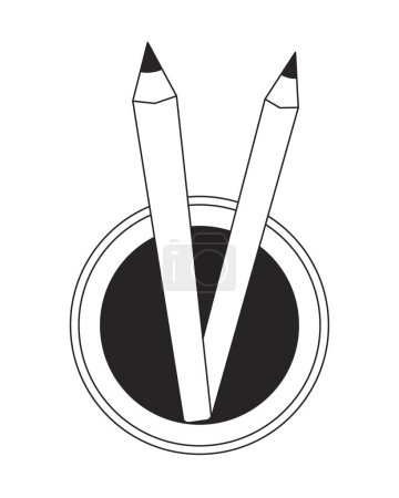 Illustration for Pencils organizer top view flat monochrome isolated vector object. Desktop storage pen holder. Editable black and white line art drawing. Simple outline spot illustration for web graphic design - Royalty Free Image