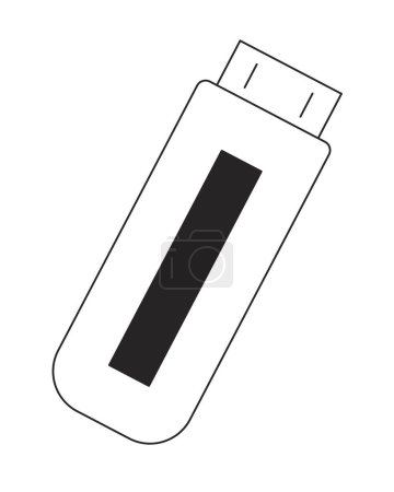 Illustration for Flash memory stick flat monochrome isolated vector object. USB drive electronic device. Editable black and white line art drawing. Simple outline spot illustration for web graphic design - Royalty Free Image