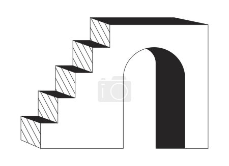 Ilustración de Pedestal con arco plano monocromo aislado objeto vectorial. Escaleras de piedra. Dibujo de arte en blanco y negro editable. Ilustración simple del punto del esquema para el diseño gráfico web - Imagen libre de derechos