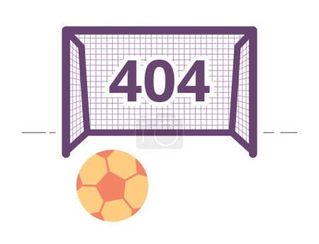 Illustration for Football game error 404 flash message. Kicking ball into gate. Empty state ui design. Page not found popup cartoon image. Vector flat illustration concept on white background - Royalty Free Image