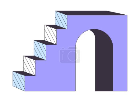 Illustration for Pedestal with arch flat line color isolated vector object. Stone stairs. Editable clip art image on white background. Simple outline cartoon spot illustration for web design - Royalty Free Image