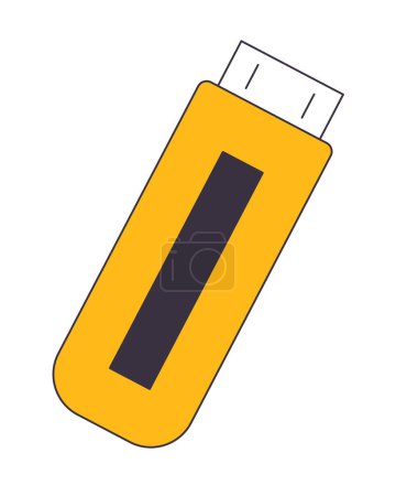 Illustration for Flash memory stick flat line color isolated vector object. USB drive electronic device. Editable clip art image on white background. Simple outline cartoon spot illustration for web design - Royalty Free Image