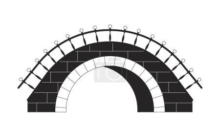 Ilustración de Puente de piedra plana monocromo objeto vectorial aislado. Dibujo de arte en blanco y negro editable. Ilustración simple del punto del esquema para el diseño gráfico web - Imagen libre de derechos