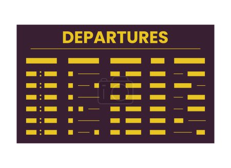 Illustration for Departure board flat line color isolated vector object. Airport timetable. International flight. Editable clip art image on white background. Simple outline cartoon spot illustration for web design - Royalty Free Image
