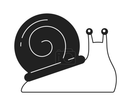 Ilustración de Caracol con un gran objeto vectorial plano monocromo de concha espiral dorada. Editable icono de línea delgada en blanco y negro. Ilustración simple del punto del clip de la historieta para el diseño gráfico web - Imagen libre de derechos