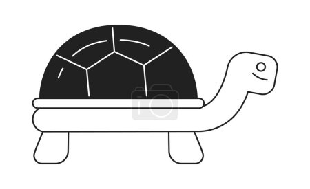 Illustration for Cute old turtle moving slowly monochrome flat vector object. Editable cartoon clip art icon on white background. Simple spot illustration for web graphic design - Royalty Free Image