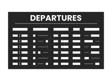 Illustration for Departure board flat monochrome isolated vector object. Airport timetable. International flight. Editable black and white line art drawing. Simple outline spot illustration for web graphic design - Royalty Free Image