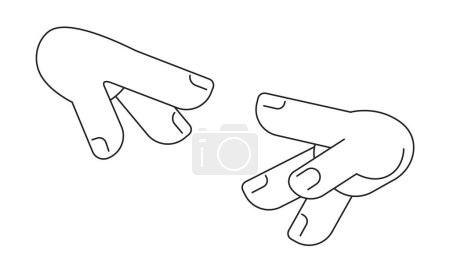 Illustration for Fingers reaching together monochrome flat vector object. Try to touch. Editable black and white thin line icon. Simple cartoon clip art spot illustration for web graphic design - Royalty Free Image
