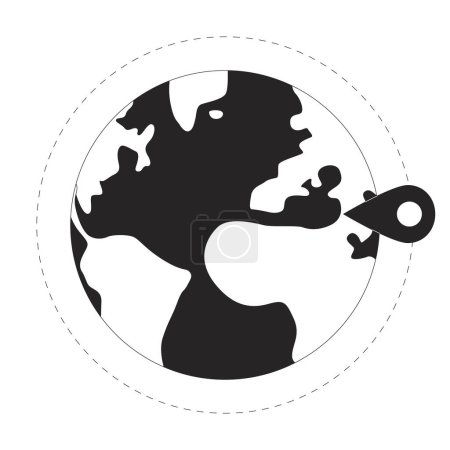 Illustration for International destination flat line concept vector spot illustration. Earth globe with location pin 2D cartoon flat line monochromatic objects for web UI design. Editable isolated outline hero image - Royalty Free Image