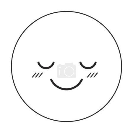 Ilustración de Sentirse encantado emoji plana monocromo icono vectorial aislado. Buen humor. Satisfacción del cliente Dibujo de arte en blanco y negro editable. Ilustración simple del punto del esquema para el diseño gráfico web - Imagen libre de derechos