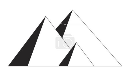 Illustration for Pyramids in Egypt flat monochrome isolated vector object. Tourist attraction Egypt. Destination. Editable black and white line art drawing. Simple outline spot illustration for web graphic design - Royalty Free Image