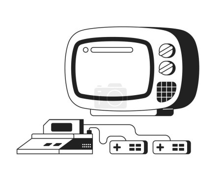 Illustration for Electric devices for video gaming monochrome flat vector object. Gamepad with control sticks. Editable cartoon clip art icon on white background. Simple spot illustration for web graphic design - Royalty Free Image