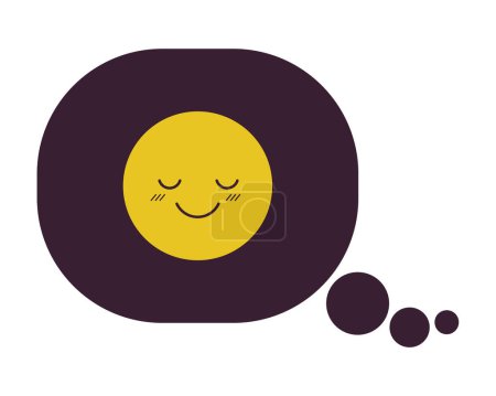 Illustration for Delighted emoji in thought bubble flat line color isolated vector icon. Happy emoticon thinking. Editable clip art element on white background. Simple outline cartoon spot illustration for web design - Royalty Free Image