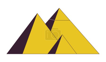 Illustration for Pyramids in Egypt flat line color isolated vector object. Tourist attraction Egypt. Destination. Editable clip art image on white background. Simple outline cartoon spot illustration for web design - Royalty Free Image