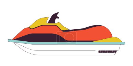 Téléchargez les illustrations : Scooter jetski plat ligne couleur isolé objet vecteur. Moto jet ski. Sports nautiques. Image de clip art modifiable sur fond blanc. Illustration simple de dessin animé pour la conception web - en licence libre de droit