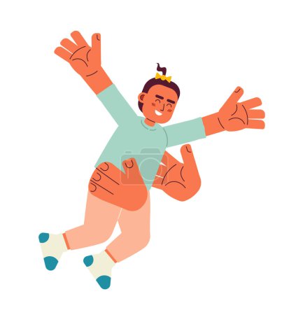 Illustration for Two arms tossing toddler girl in air semi flat color vector character. Fun parent. Throwing kid in air. Editable full body person on white. Simple cartoon spot illustration for web graphic design - Royalty Free Image