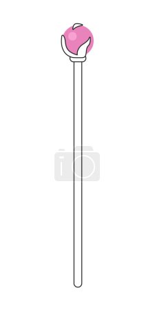 Illustration for Wizard staff for magical tricks monochrome flat vector object. Stick with magic crystal. Editable black and white thin line icon. Simple cartoon clip art spot illustration for web graphic design - Royalty Free Image