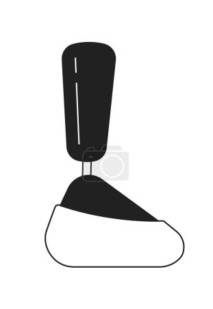 Illustration for Bionic leg prosthetic monochrome flat vector object. Mechanical prosthesis for amputated leg. Editable black and white thin line icon. Simple cartoon clip art spot illustration for web graphic design - Royalty Free Image